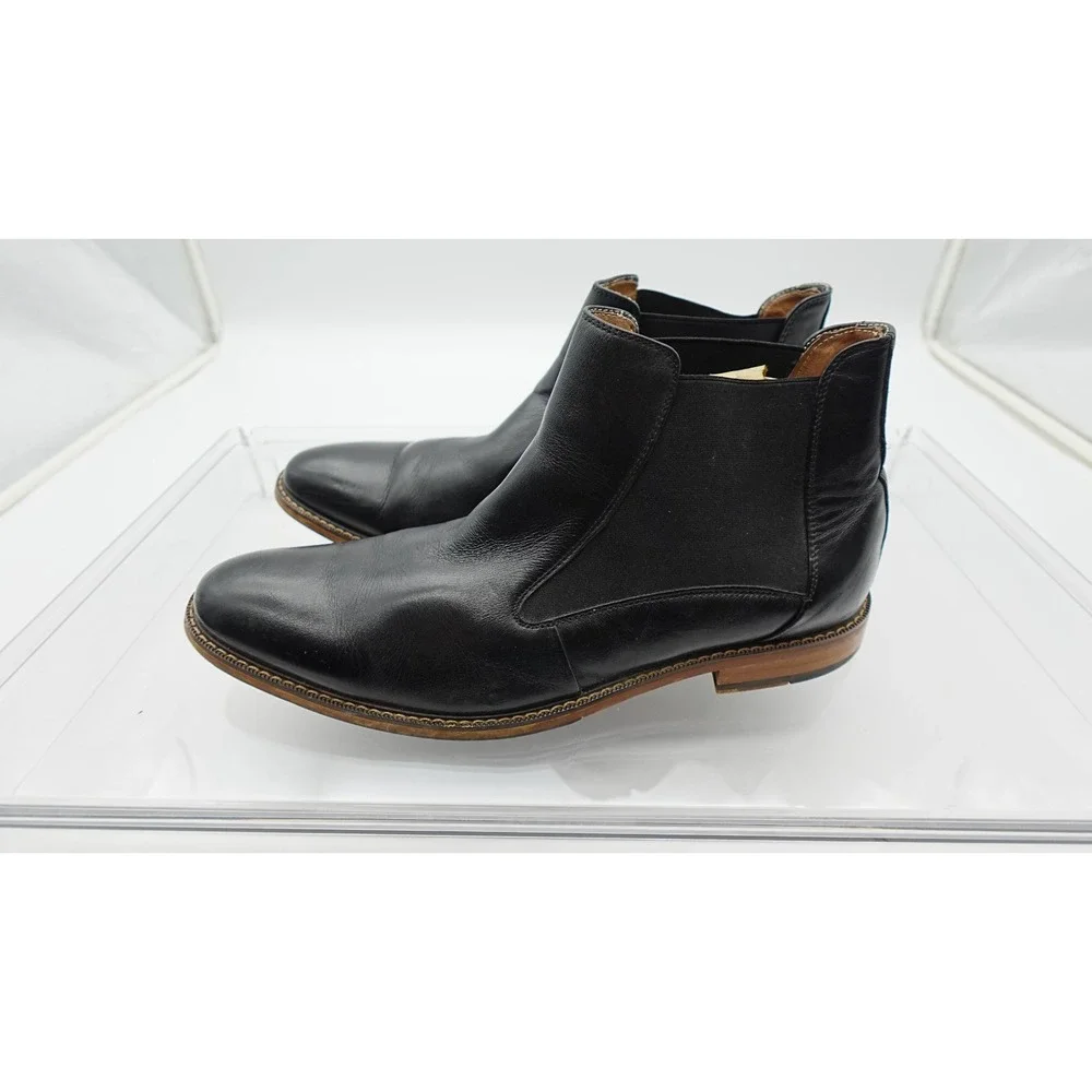 Stacy Adams Men's Maury Black Burnished Leather Cap Toe Chelsea Boot Size US 13
